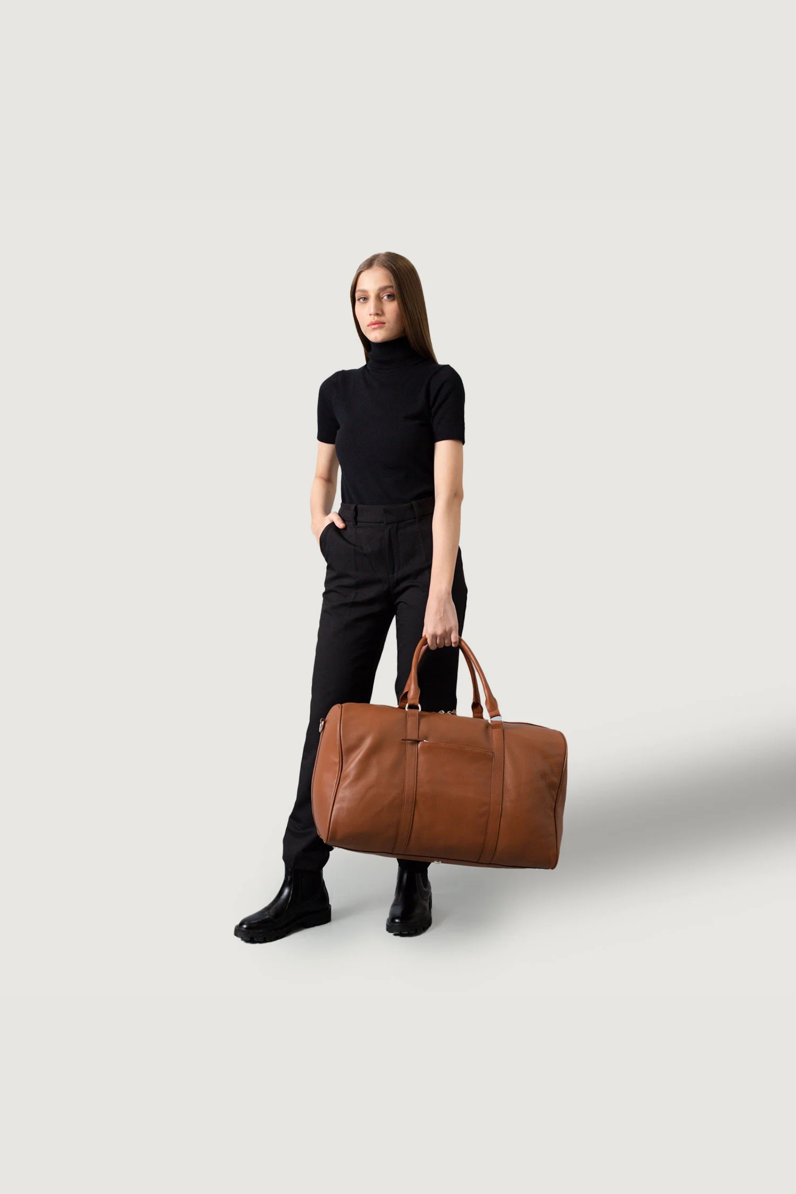 Asli Leather Duffle Bag – Genuine Cowhide Travel & Gym Bag
