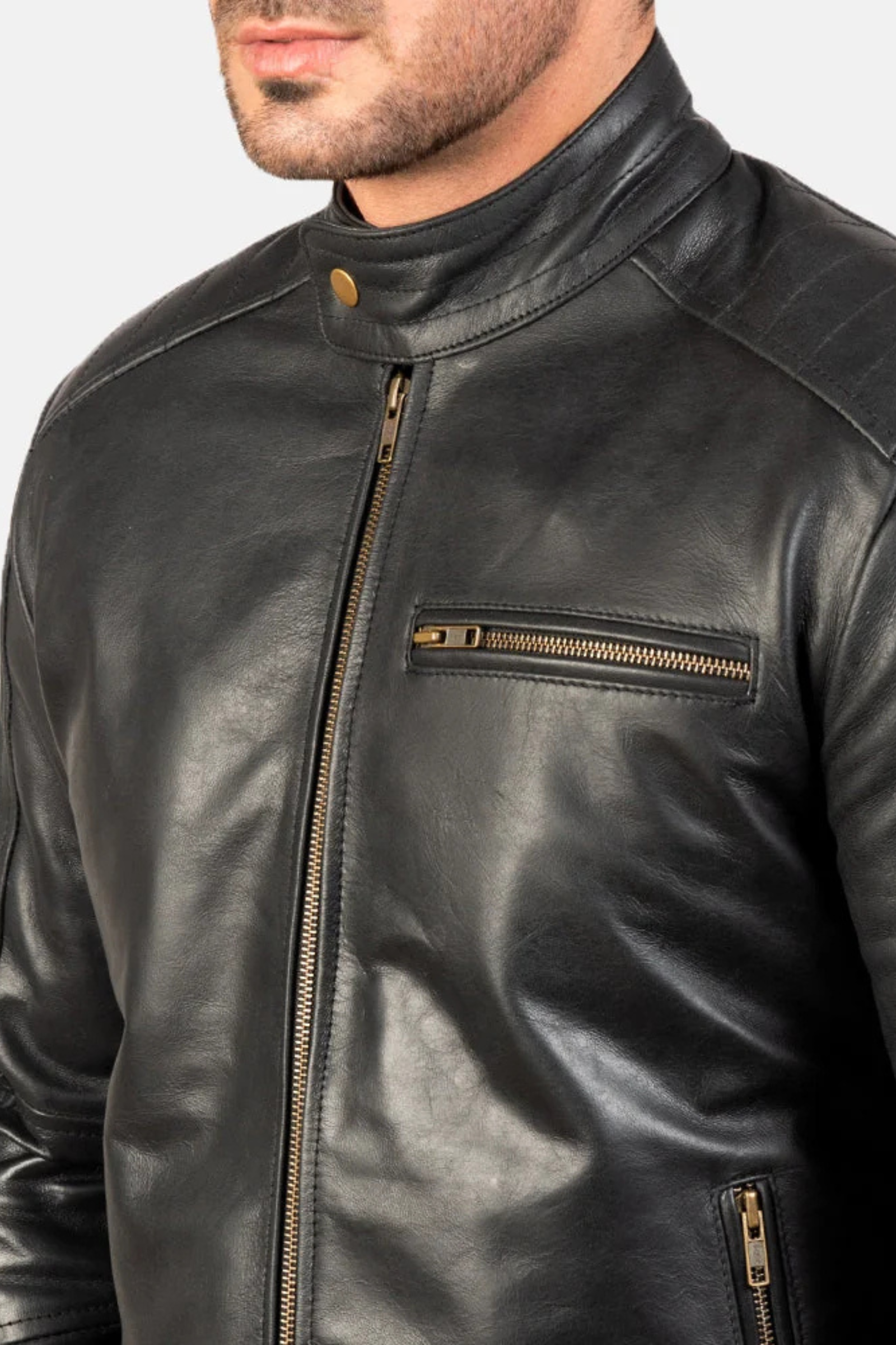 Genuine Cowhide Pull-Up Leather Jacket for Men