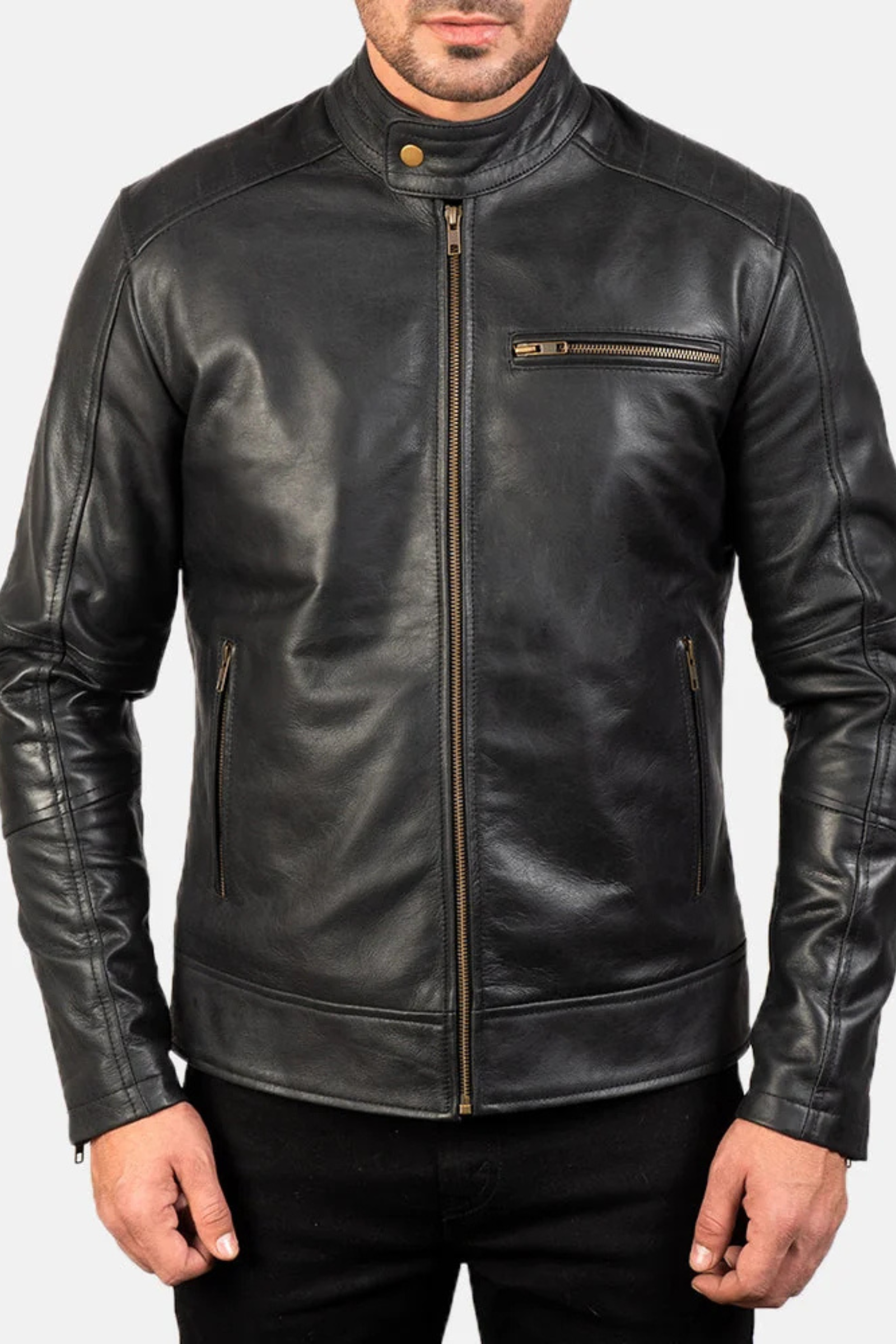 Genuine Cowhide Pull-Up Leather Jacket for Men