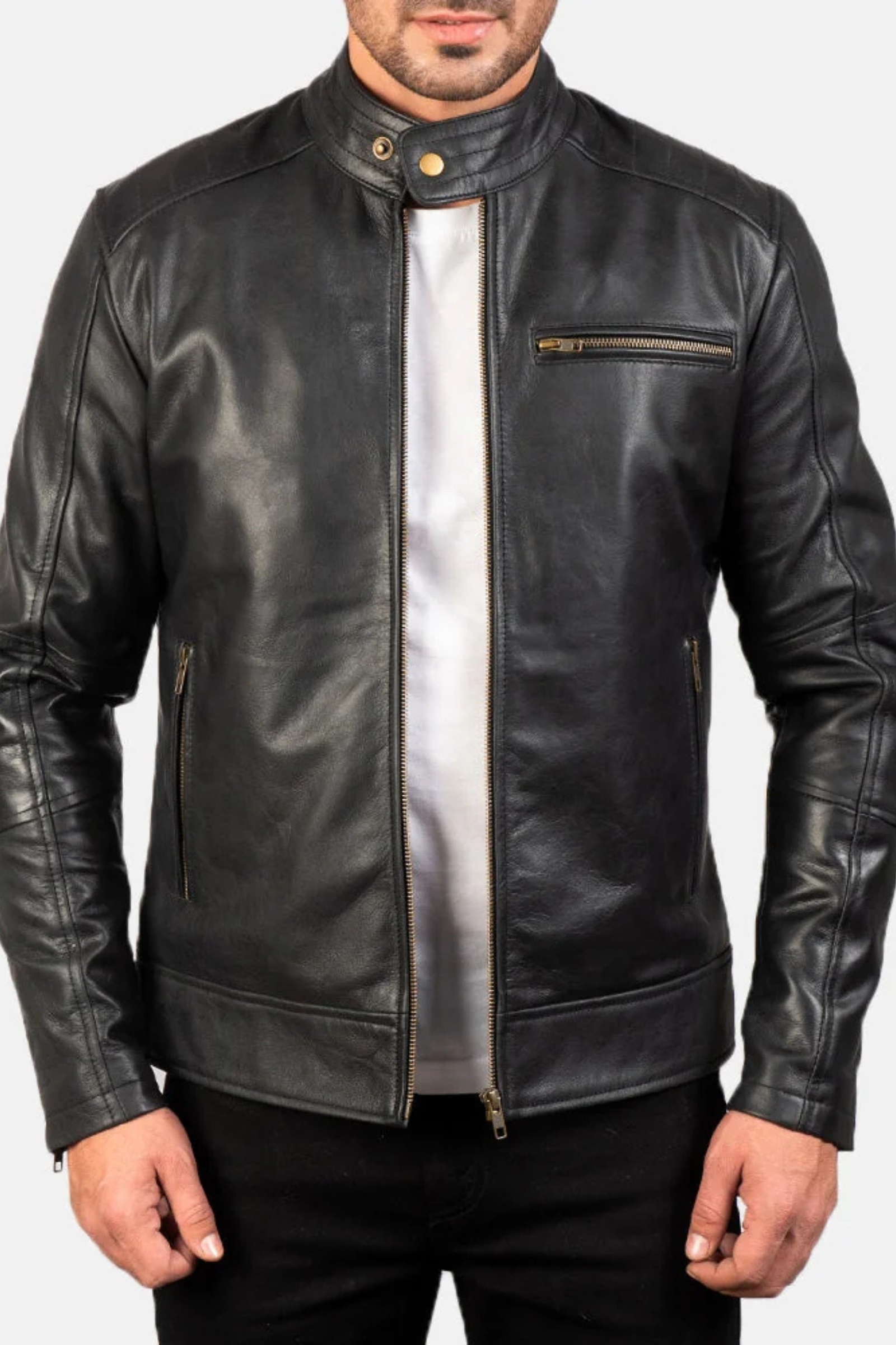 Genuine Cowhide Pull-Up Leather Jacket for Men