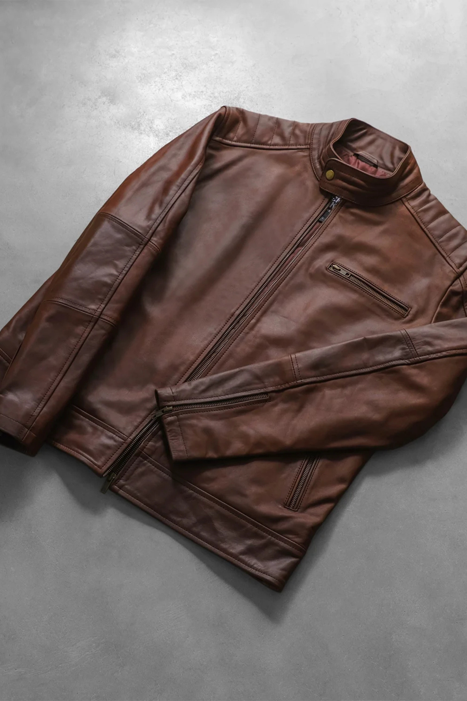 Genuine Cowhide Pull-Up Leather Jacket for Men