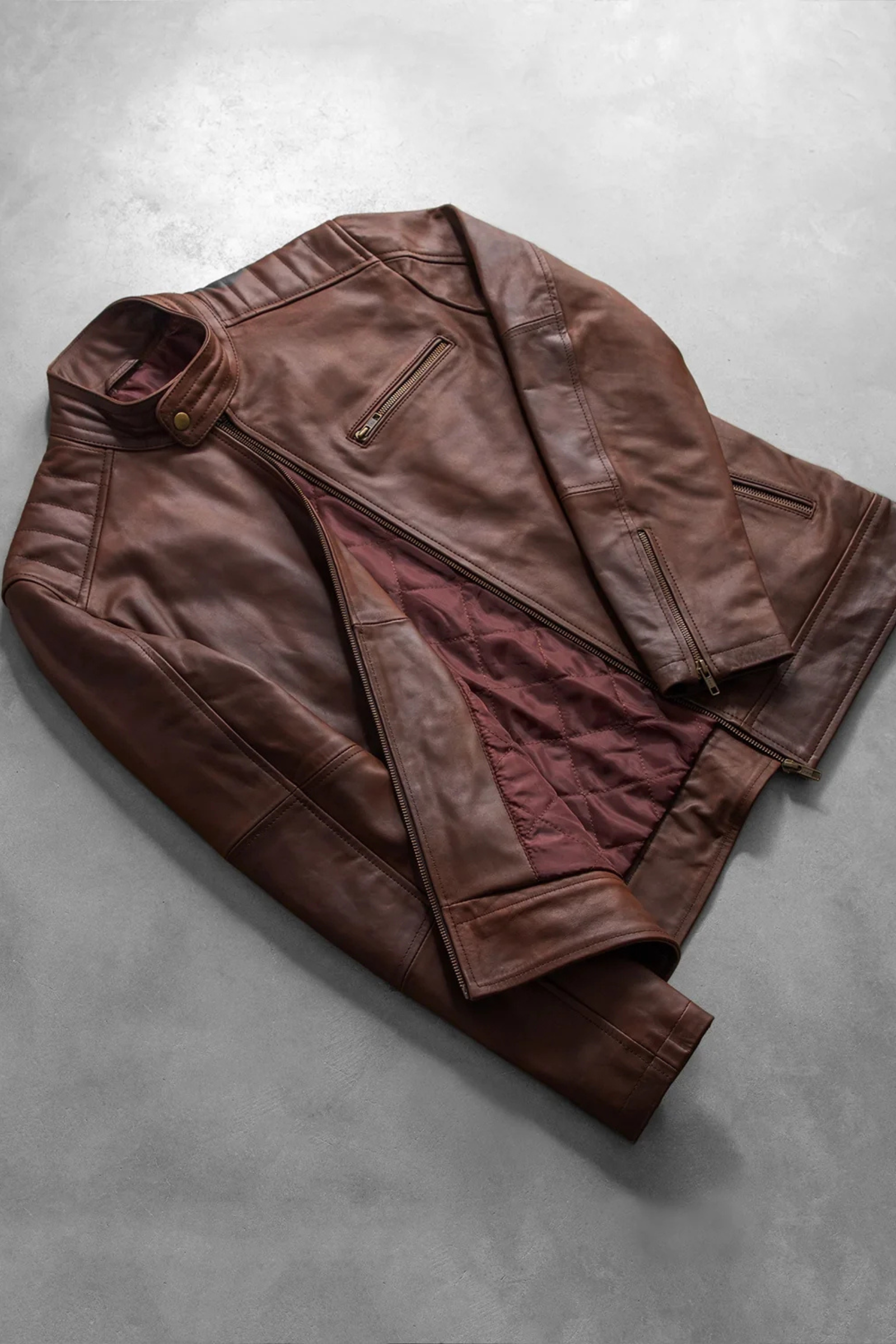 Genuine Cowhide Pull-Up Leather Jacket for Men
