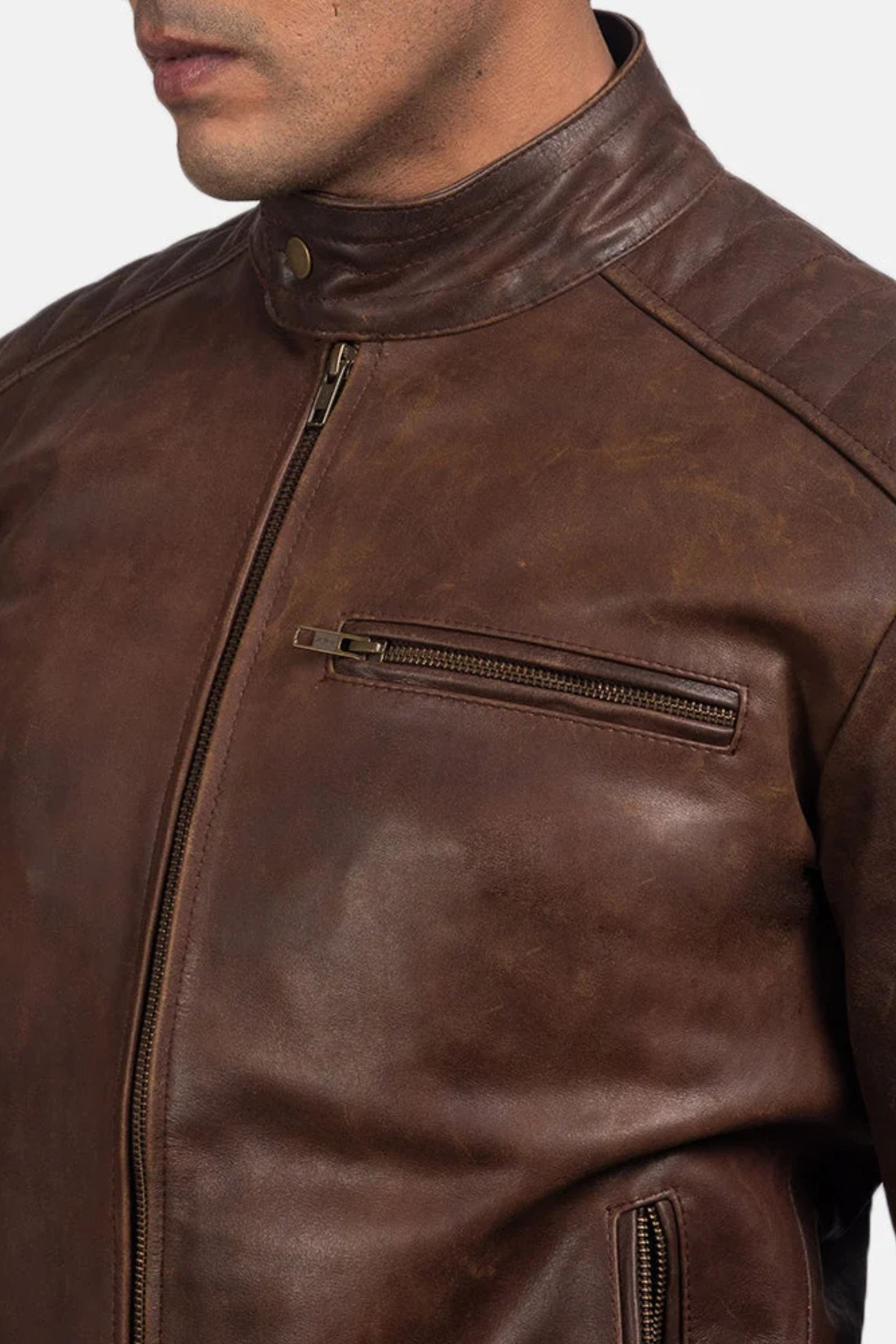 Genuine Cowhide Pull-Up Leather Jacket for Men