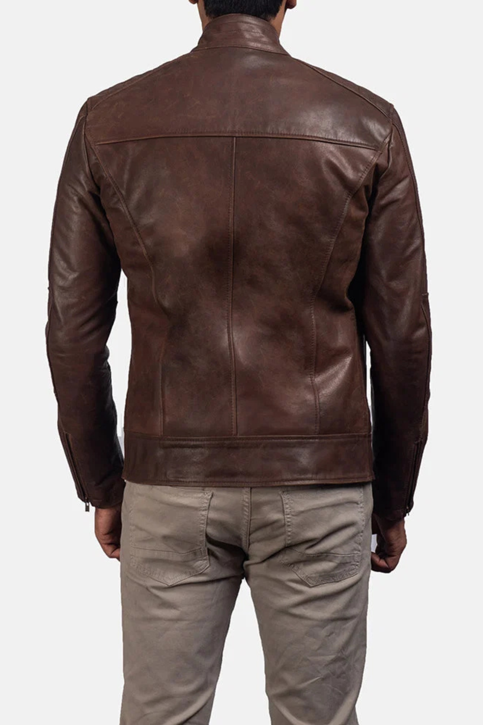 Genuine Cowhide Pull-Up Leather Jacket for Men