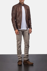 Genuine Cowhide Pull-Up Leather Jacket for Men