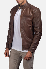 Genuine Cowhide Pull-Up Leather Jacket for Men